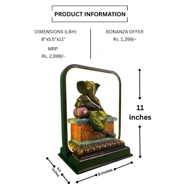 LED Sofa Ganesh in Sitting Posture - Image 7