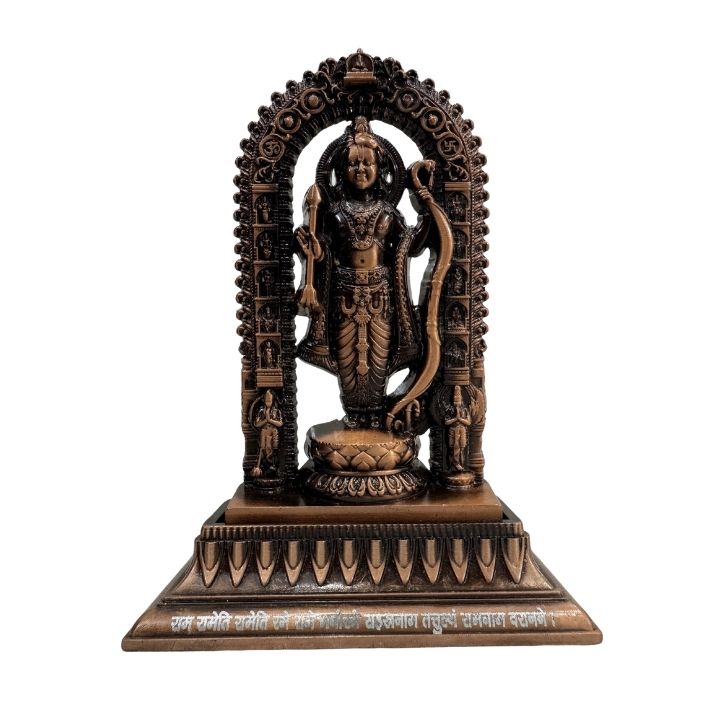 Dashboard/home Standing Ram Lalla (Metal In Black/golden /copper Polish)