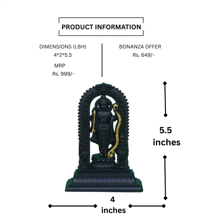 Dashboard/home Standing Ram Lalla (Metal In Black/golden /copper Polish) - Image 3