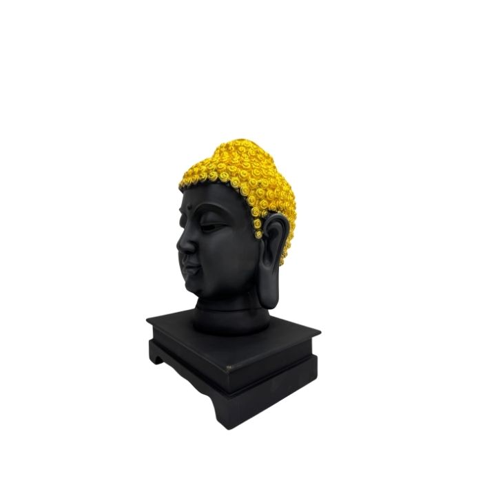 Golden Crown Buddha Head (In matte black finish) - Image 2