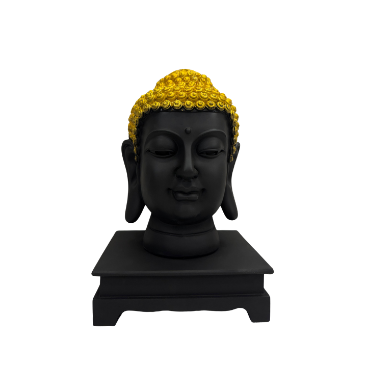 Golden Crown Buddha Head (In matte black finish)