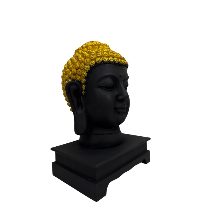 Golden Crown Buddha Head (In matte black finish) - Image 3